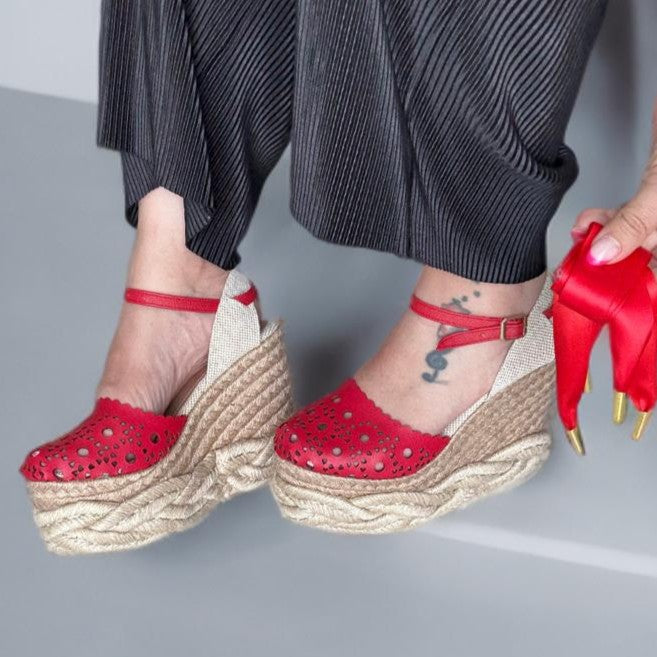 Anny - Sandals Handmade Platforms of High Quality and Comfort, Heigth 12 cm