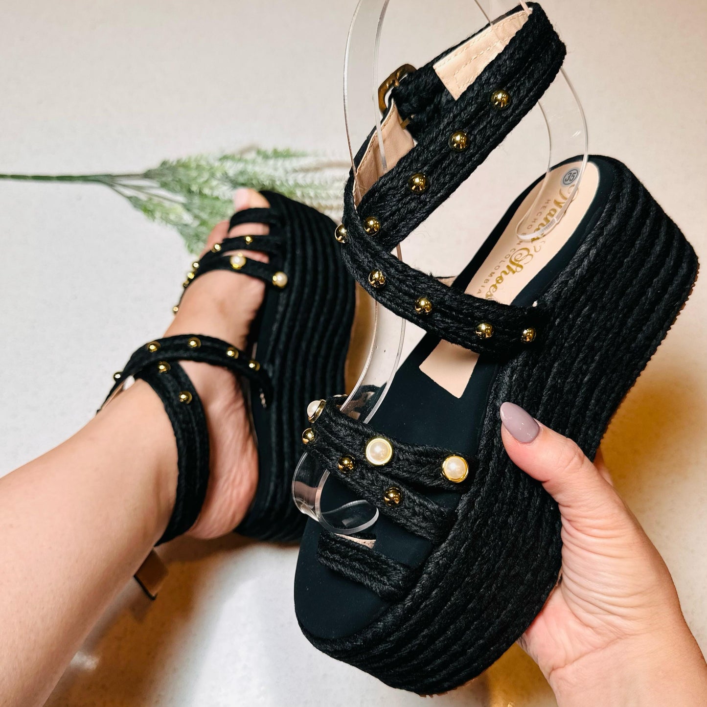 Leidy /Colombian Sandals, Lightweight, Comfortable, Height 6cm - Wide foot
