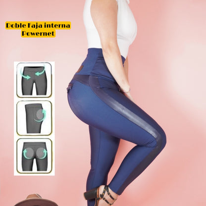 3167 - Leggings - Butt Lifter Push Up Reducer, Shaper with Double Girdle..