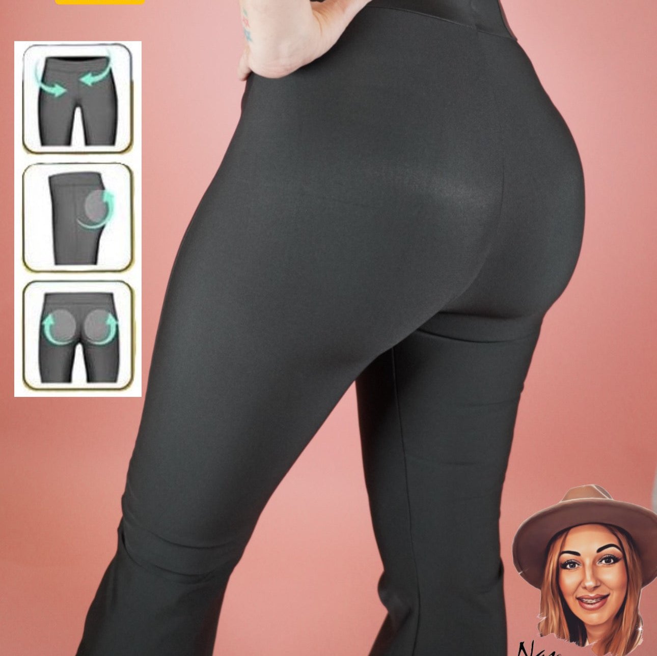 3177 - Leggings - Butt Lifter Push Up Reducer, Shaper with Double Girdle.