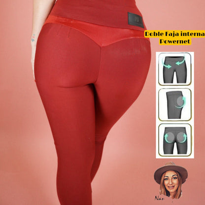 3166 - Leggings - Butt Lifter Push Up Reducer, Shaper with Double Girdle.