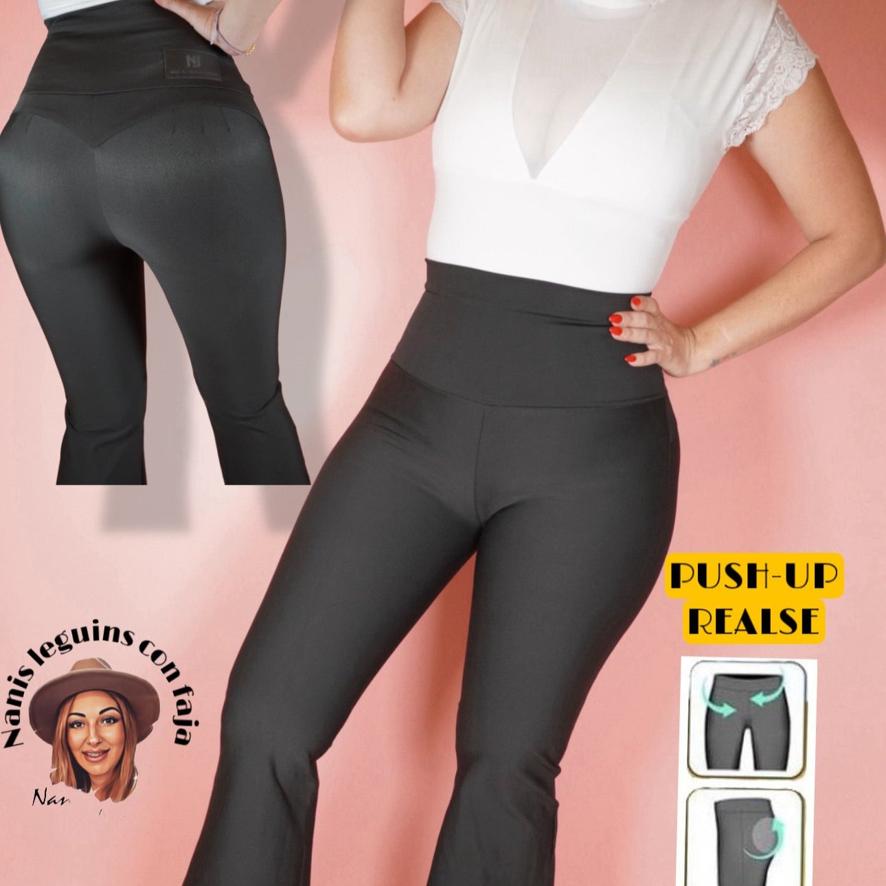 3060 Black  - Leggings - Butt Lifter Push Up Reducer, Shaper with Double Girdle.