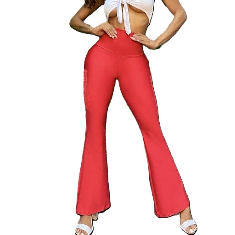 3086 -  High Definition Leggings with Push Up System and Butt Lifter, bell boot, red