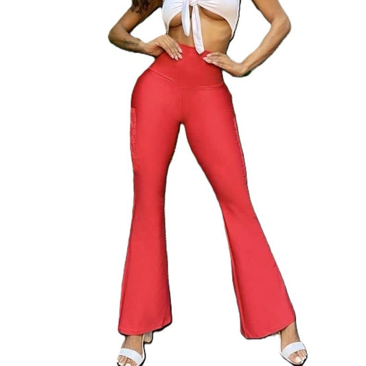 3086 -  High Definition Leggings with Push Up System and Butt Lifter, bell boot, red