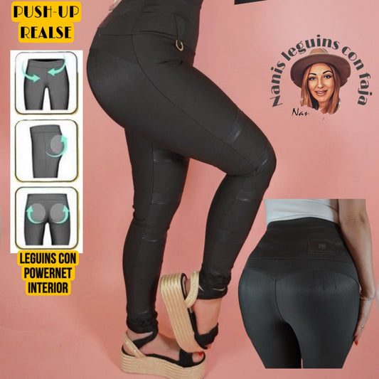 3164 - Leggings - Butt Lifter Push Up Reducer, Shaper with Double Girdle..