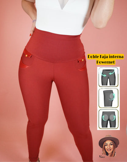 3166 - Leggings - Butt Lifter Push Up Reducer, Shaper with Double Girdle.