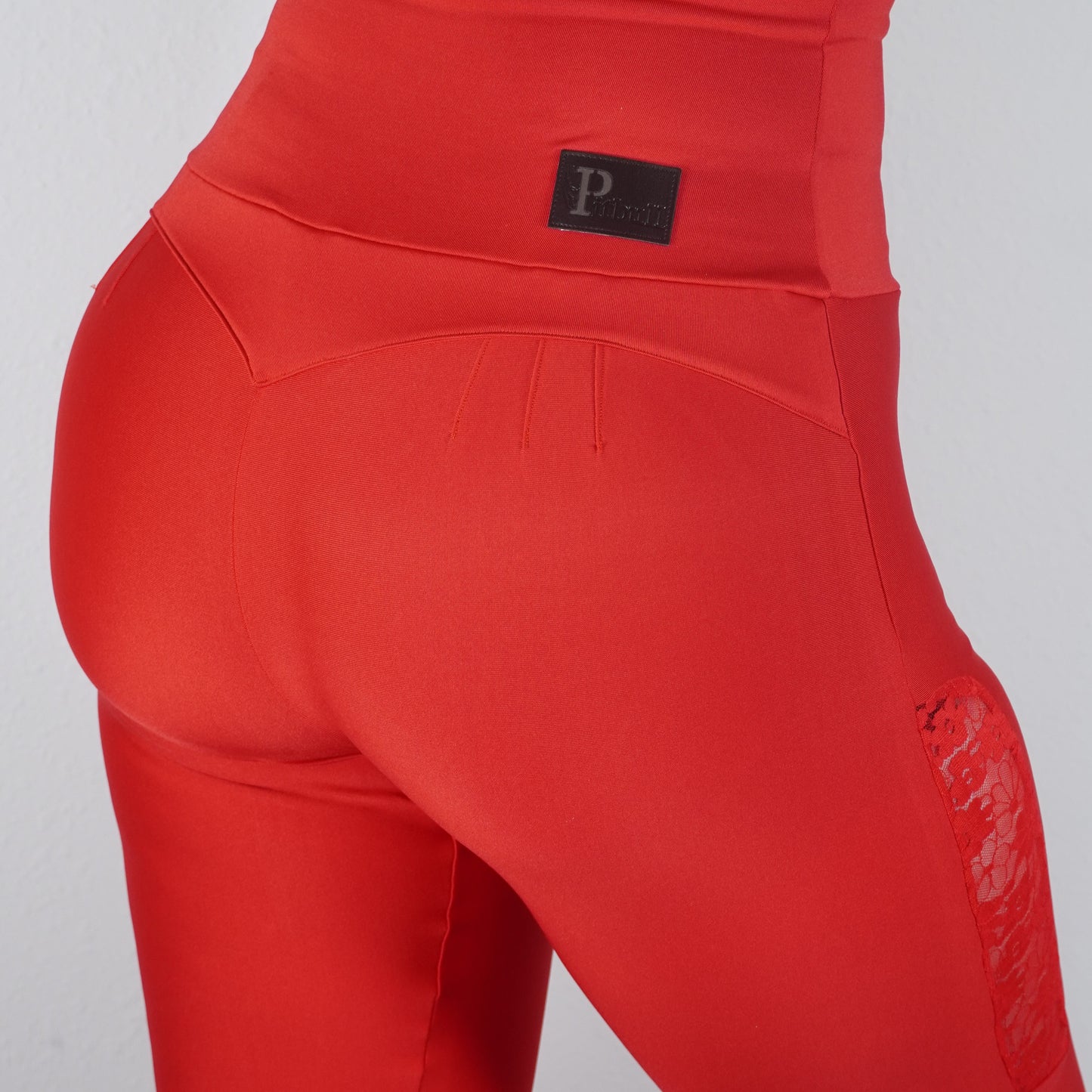 3086 -  High Definition Leggings with Push Up System and Butt Lifter, bell boot, red