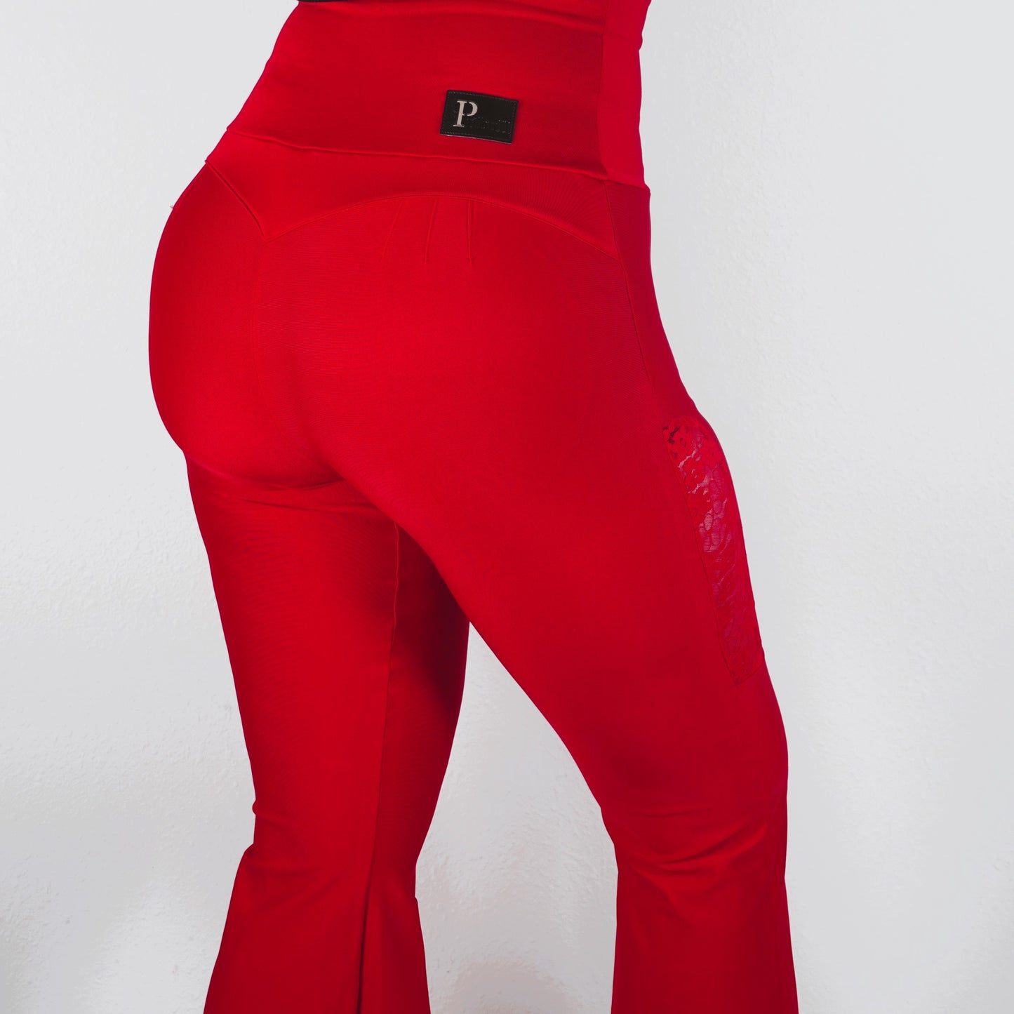 3086 -  High Definition Leggings with Push Up System and Butt Lifter, bell boot, red