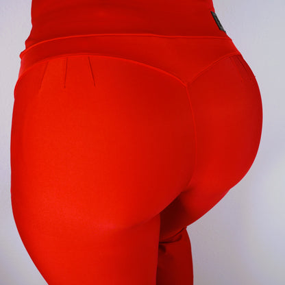 3086 -  High Definition Leggings with Push Up System and Butt Lifter, bell boot, red