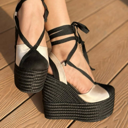 Eliza - Sandals Handmade Platforms of High Quality and Comfort, Heigth 12 cm