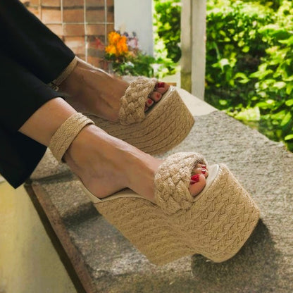 Zafira /Colombian Sandals, Height 15 cm ,Jute , Lightweight, Comfortable, - Wide foot