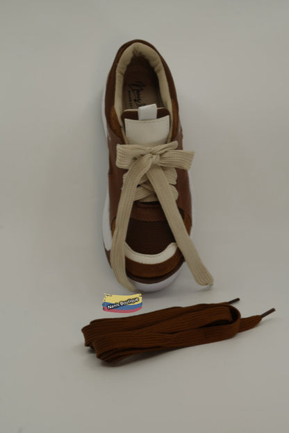 Brown - Urban Colombian Sneakers , Bright Flashes - Style and Comfort -double shoelaces