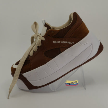 Brown - Urban Colombian Sneakers , Bright Flashes - Style and Comfort -double shoelaces